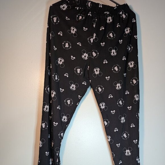 Disney Parks Mickey Mouse Black White XL Satin Style Pajama Lounge Pants Womens - Picture 3 of 9